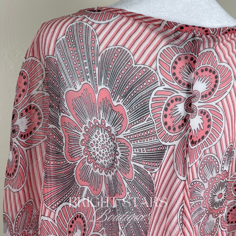 Rare Pink Silk Floral Top ALT ASO Lorelai Gilmore Girls Patterned V-Neck Y2K VTG - Picture 13 of 15